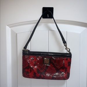 Dooney & Bourke red snakeskin wristlet